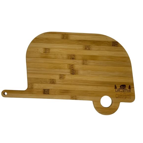 Trailer Camper Bamboo Cutting Board 17" – Life Is Better at the Campsite - Picture 2 of 3